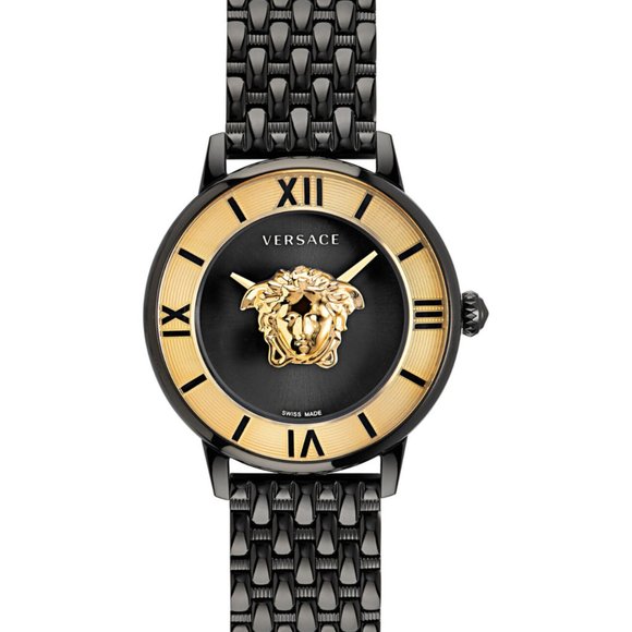 Versace Womens Two Tone Gold Luxury Medusa Watch New